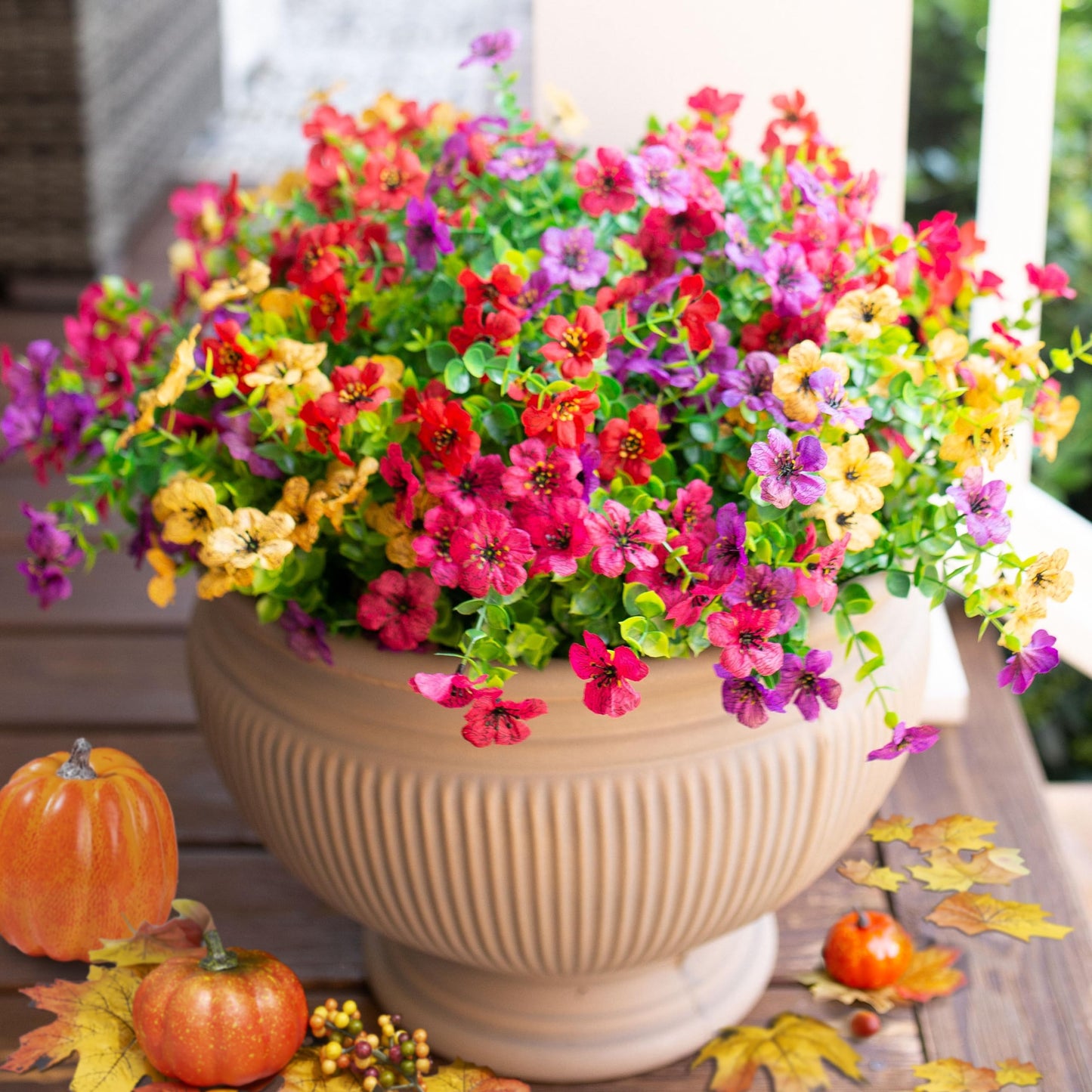 12-Piece UV-Resistant Artificial Flower Bouquet Set for Porch & Patio