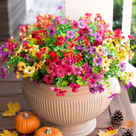 12-Piece UV-Resistant Artificial Flower Bouquet Set for Porch & Patio