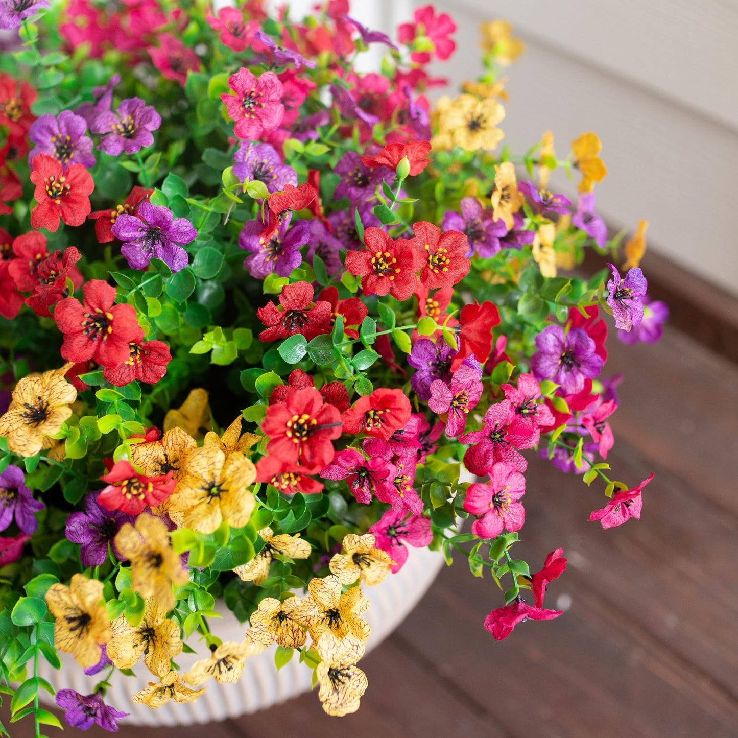 12-Piece UV-Resistant Artificial Flower Bouquet Set for Porch & Patio