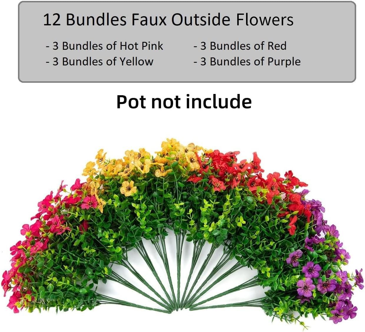 12-Piece UV-Resistant Artificial Flower Bouquet Set for Porch & Patio