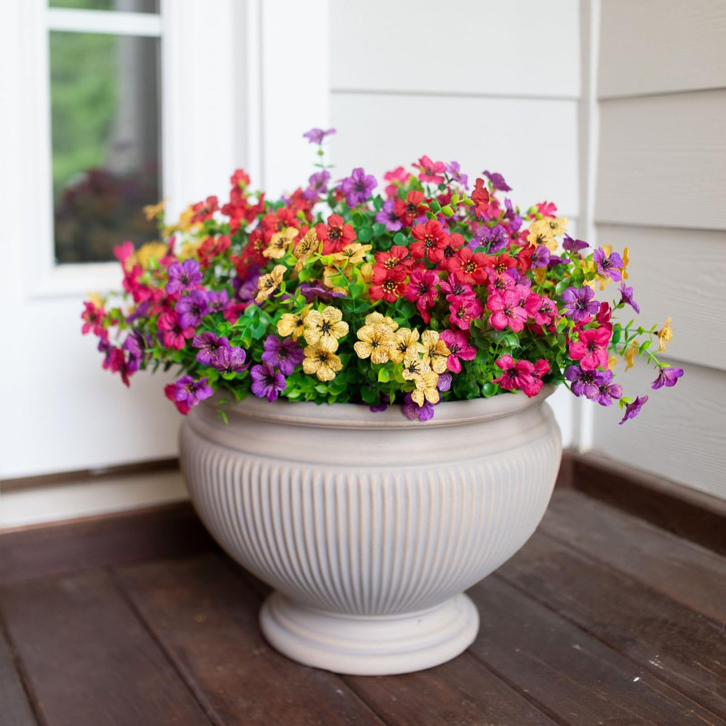 12-Piece UV-Resistant Artificial Flower Bouquet Set for Porch & Patio