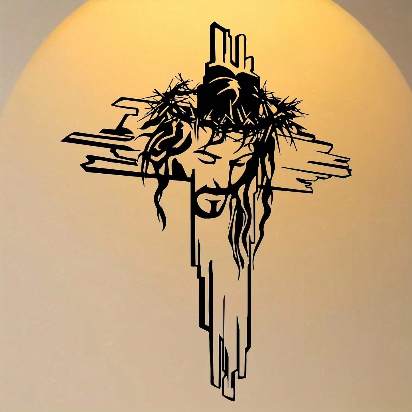 Crown of Thorns Wall Cross – Matte Black Metal Crucifix