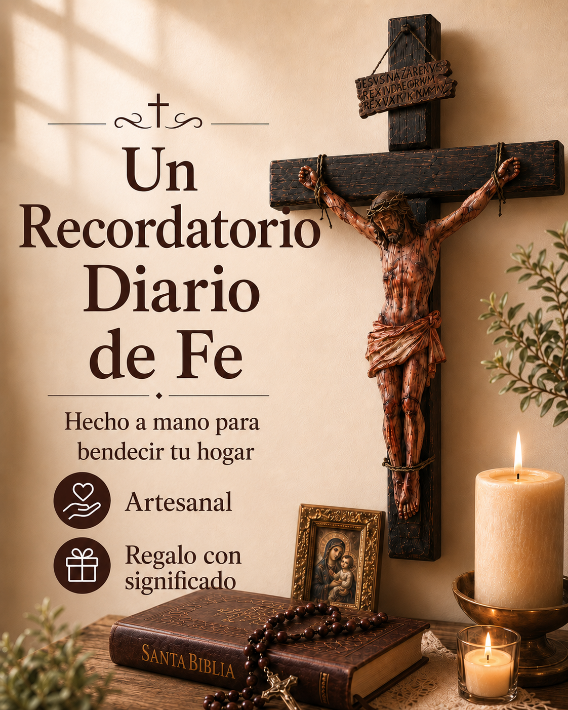✝️ Crucifixo de Jesus Artesanal — Recorde o Seu Sacrifício