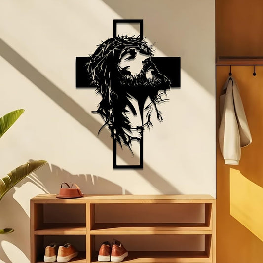 Black Iron Jesus on the Cross Wall Art – 15.7" Vertical Crucifix