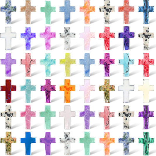 50pc Crystal Cross Charms for Jewelry Making — Assorted Colors