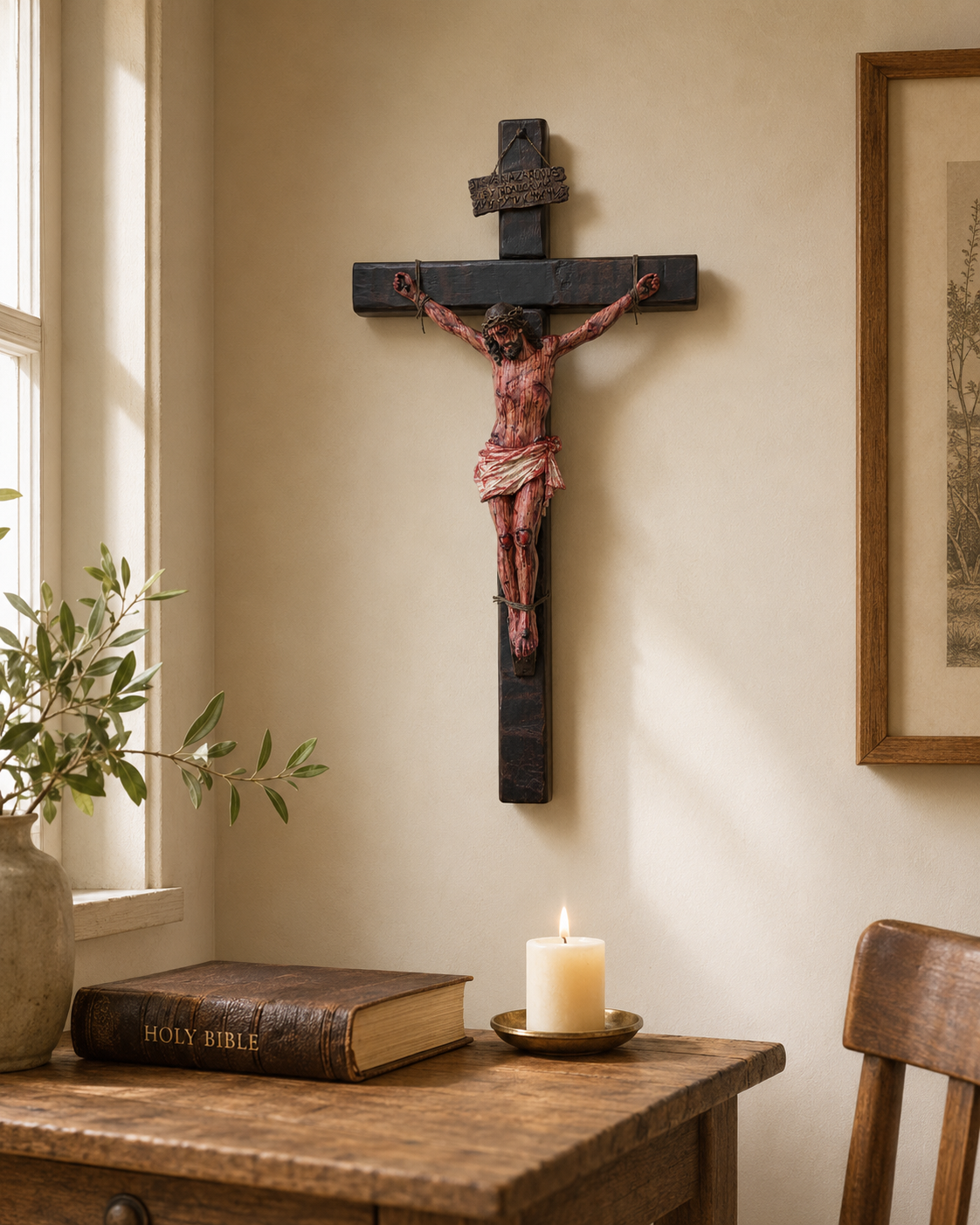 ✝️ Crucifixo de Jesus Artesanal — Recorde o Seu Sacrifício