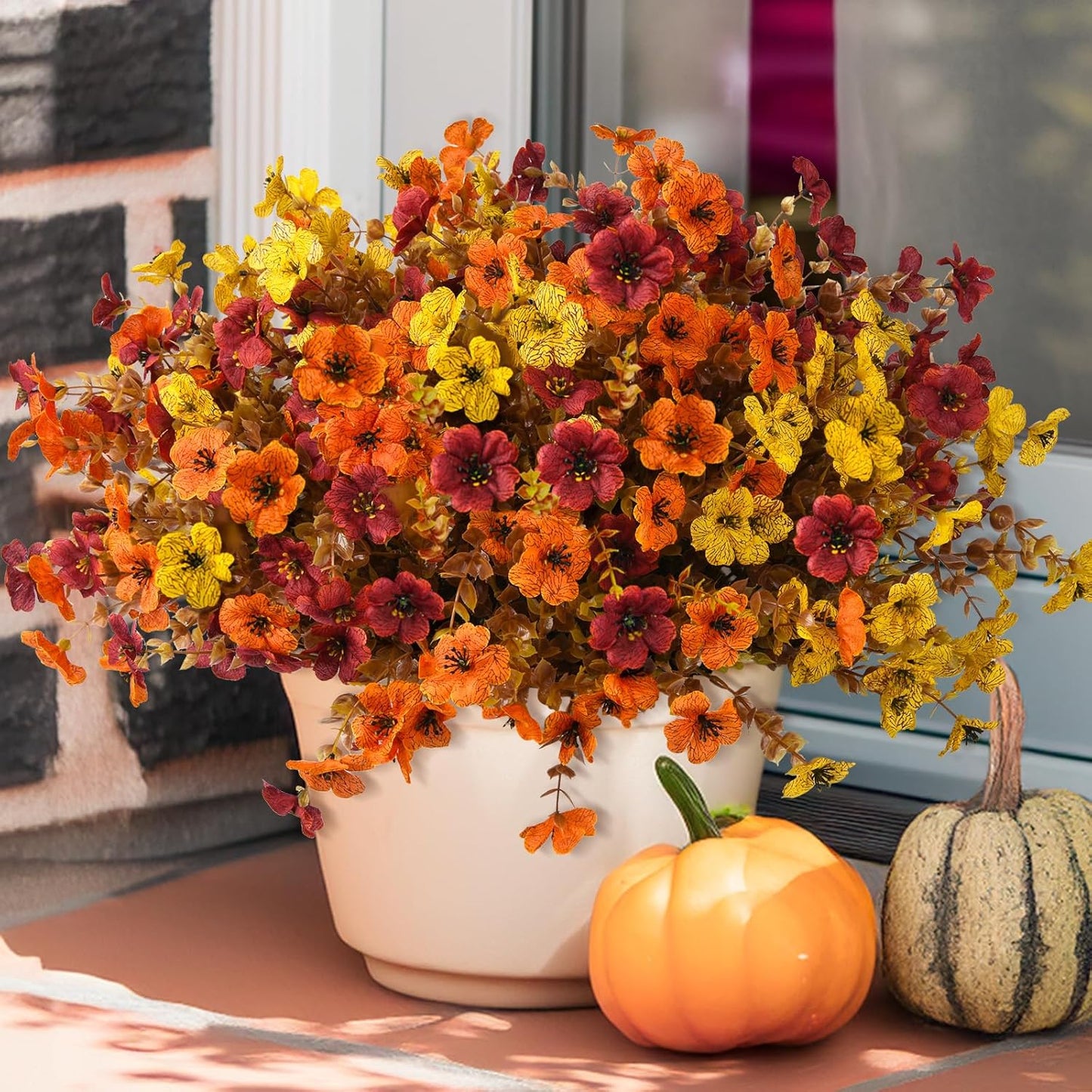 12-Piece UV-Resistant Artificial Flower Set for Patio & Balcony
