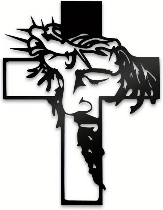 Black Metal Jesus Crucifix Wall Art — 12.6" x 9.8"
