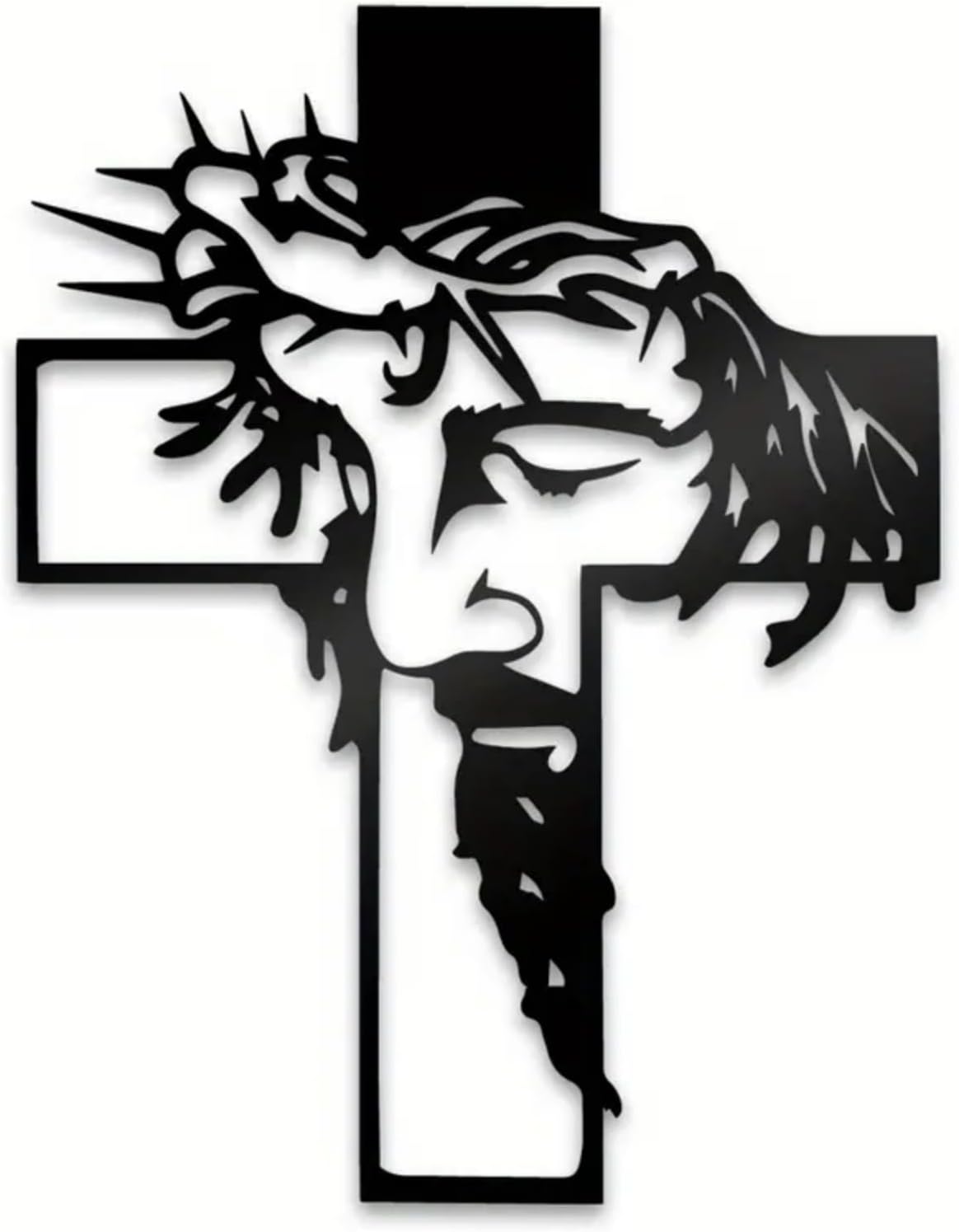 Black Metal Crucifix with Jesus Silhouette – Wall Decor