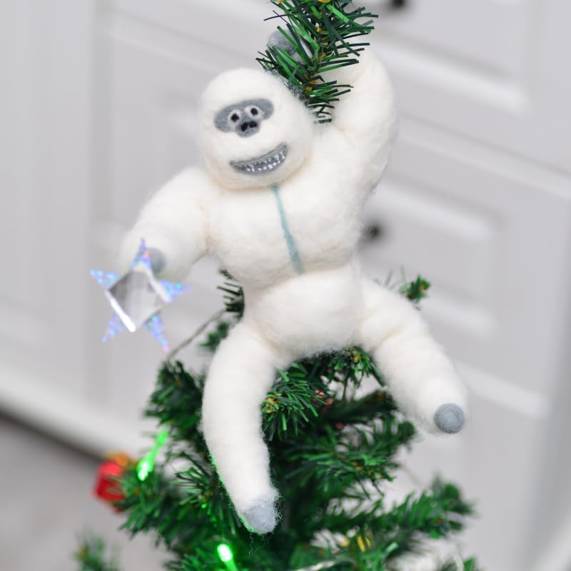 Handmade Felt Snow Monster Ornament – Christmas Tree Topper
