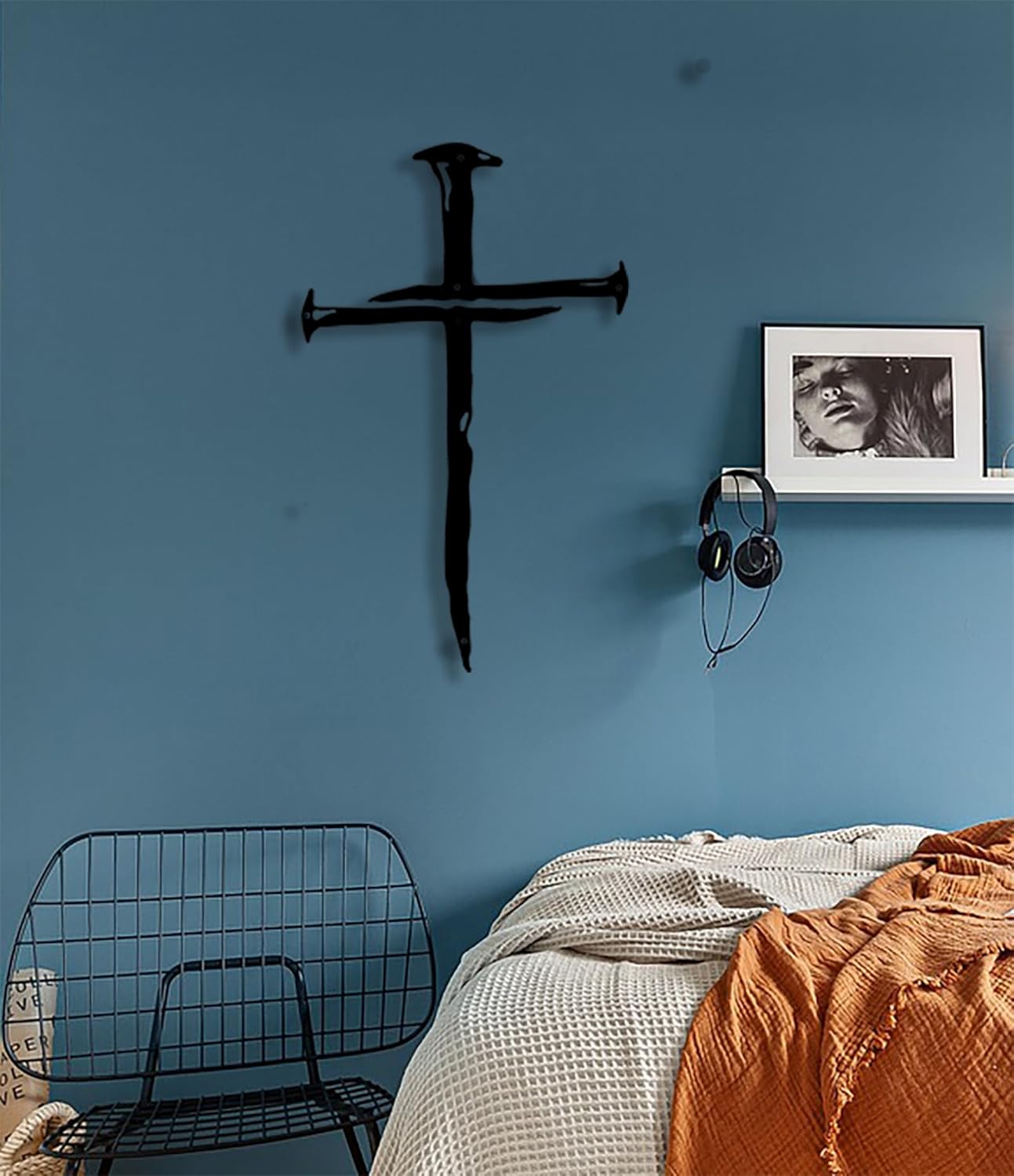 Black Metal Cross Wall Art for Home or Church