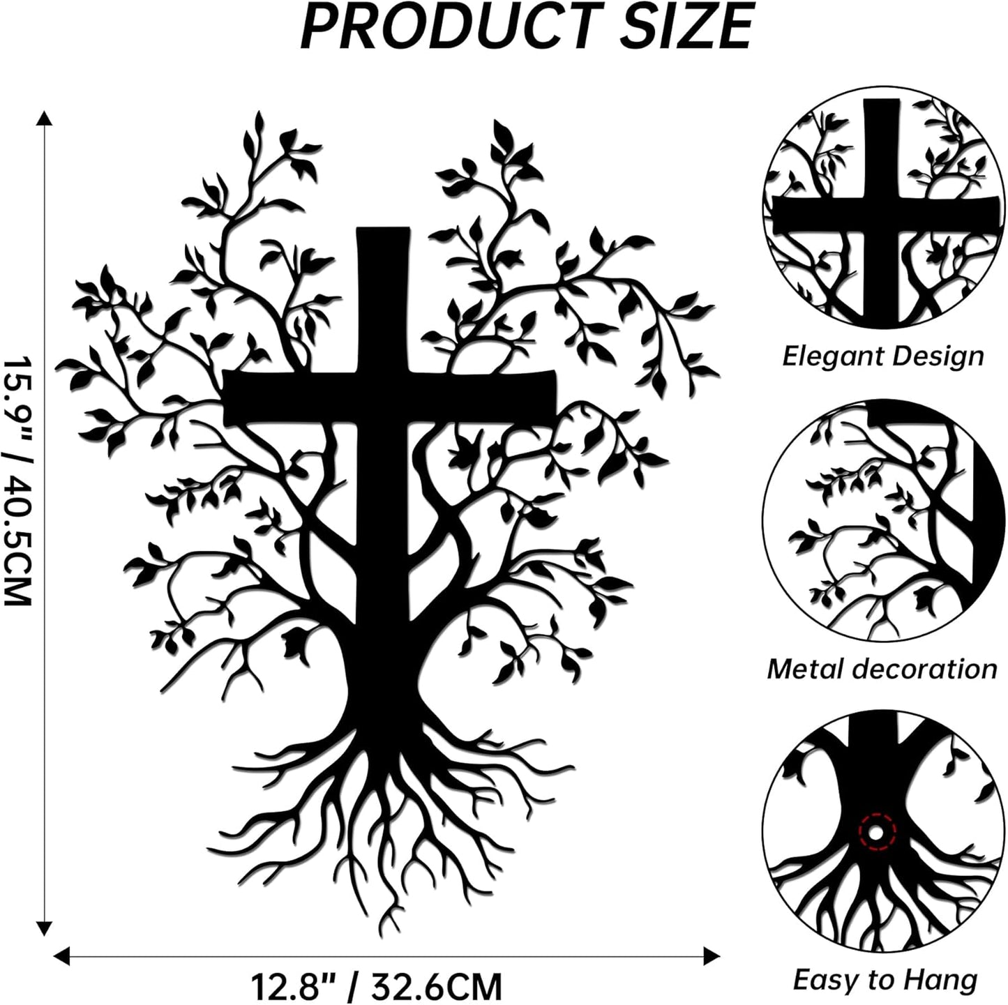 Metal Cross Wall Art – Jesus Crucifix, Tree of Life & Crown of Thorns Designs