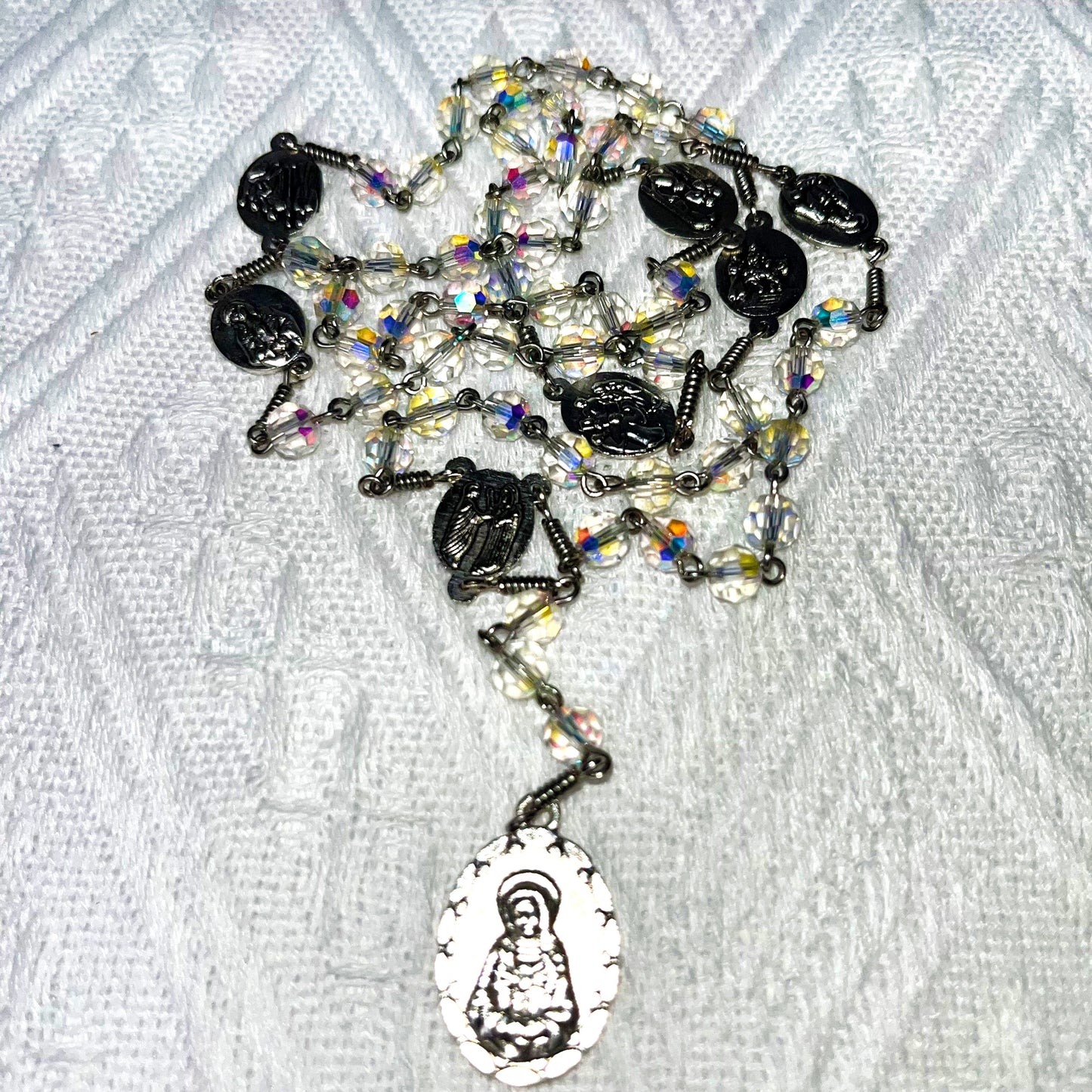 Sparkling Crystal Rosary with Our Lady of Guadalupe Medal