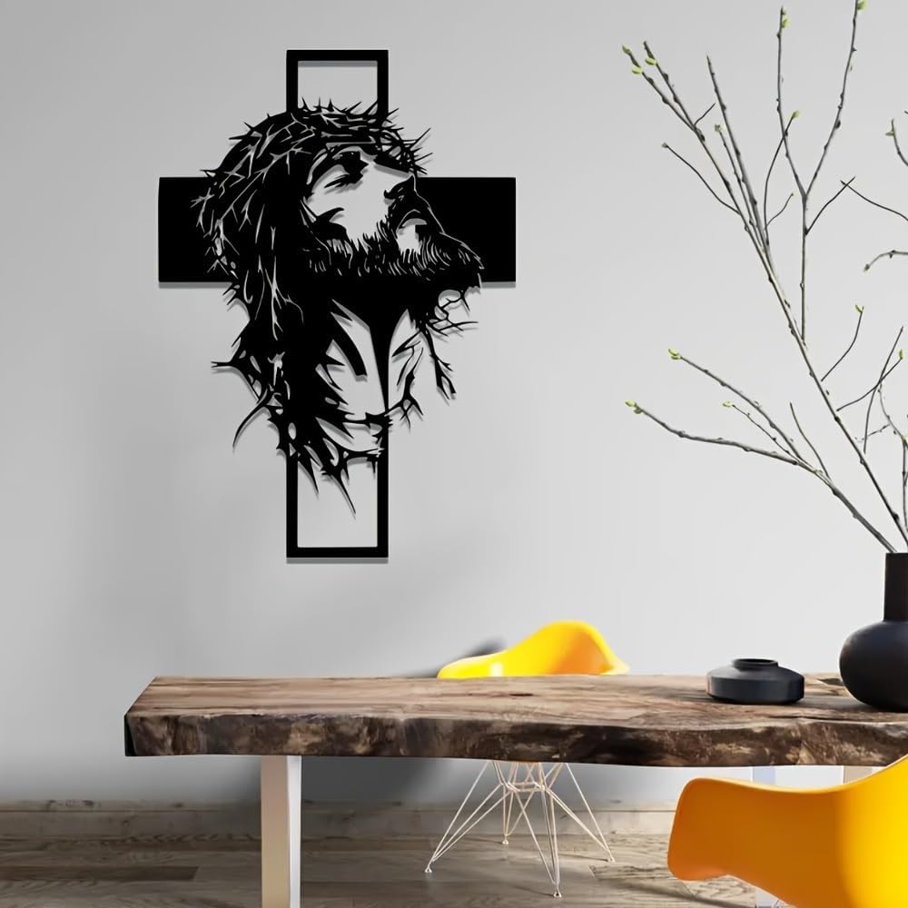 Black Iron Jesus on the Cross Wall Art – 15.7" Vertical Crucifix