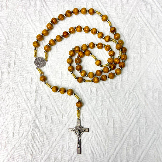 Wooden Rosary with Crucifix & Optional LED Scripture Base