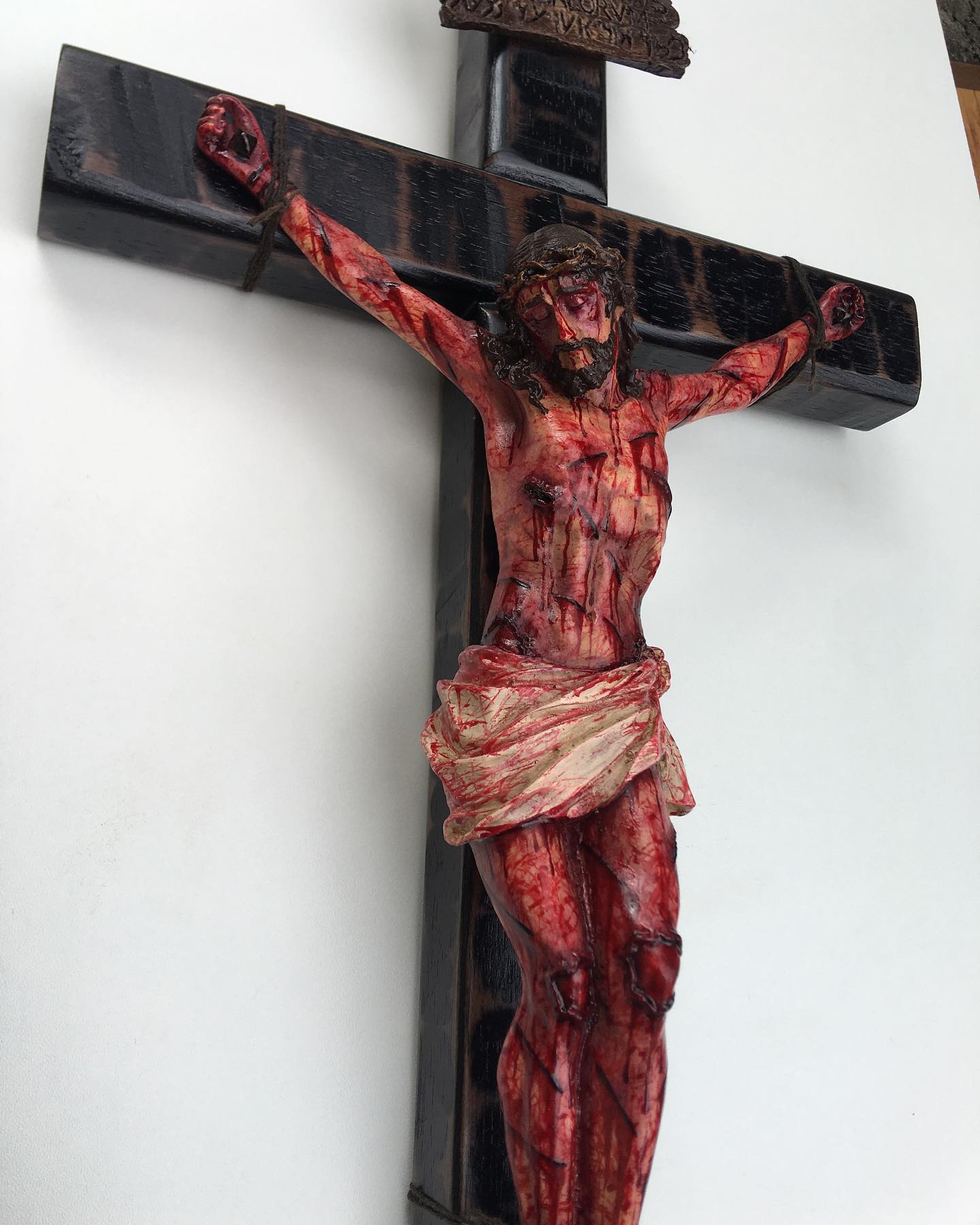 Calvary Crucifix with Sacred Heart — Catholic Devotional Decor