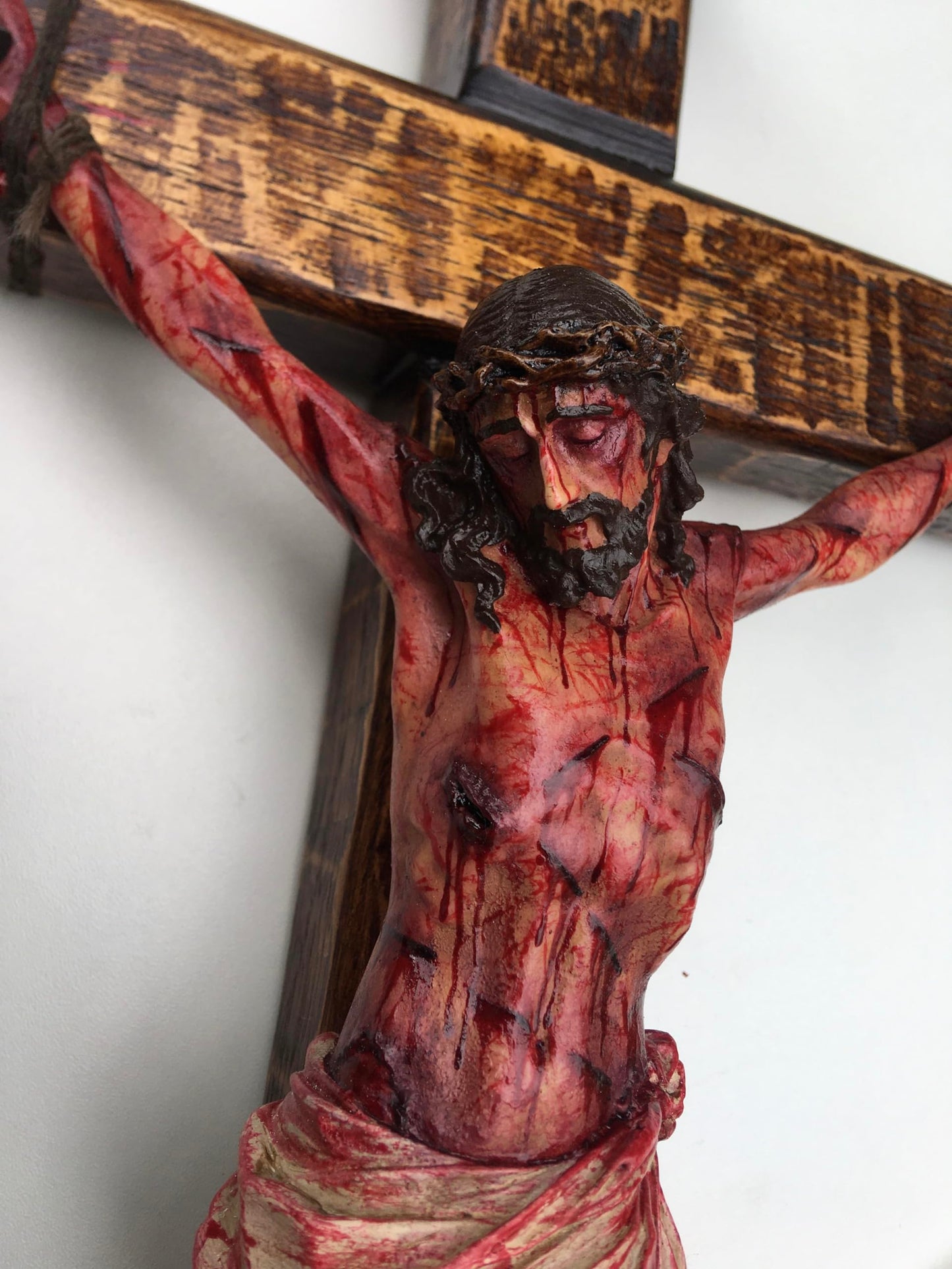 Hand-Carved Wooden Crucifix — Devotional Home Decor