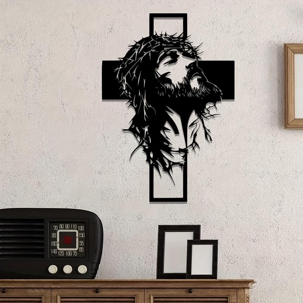 Black Iron Jesus on the Cross Wall Art – 15.7" Vertical Crucifix