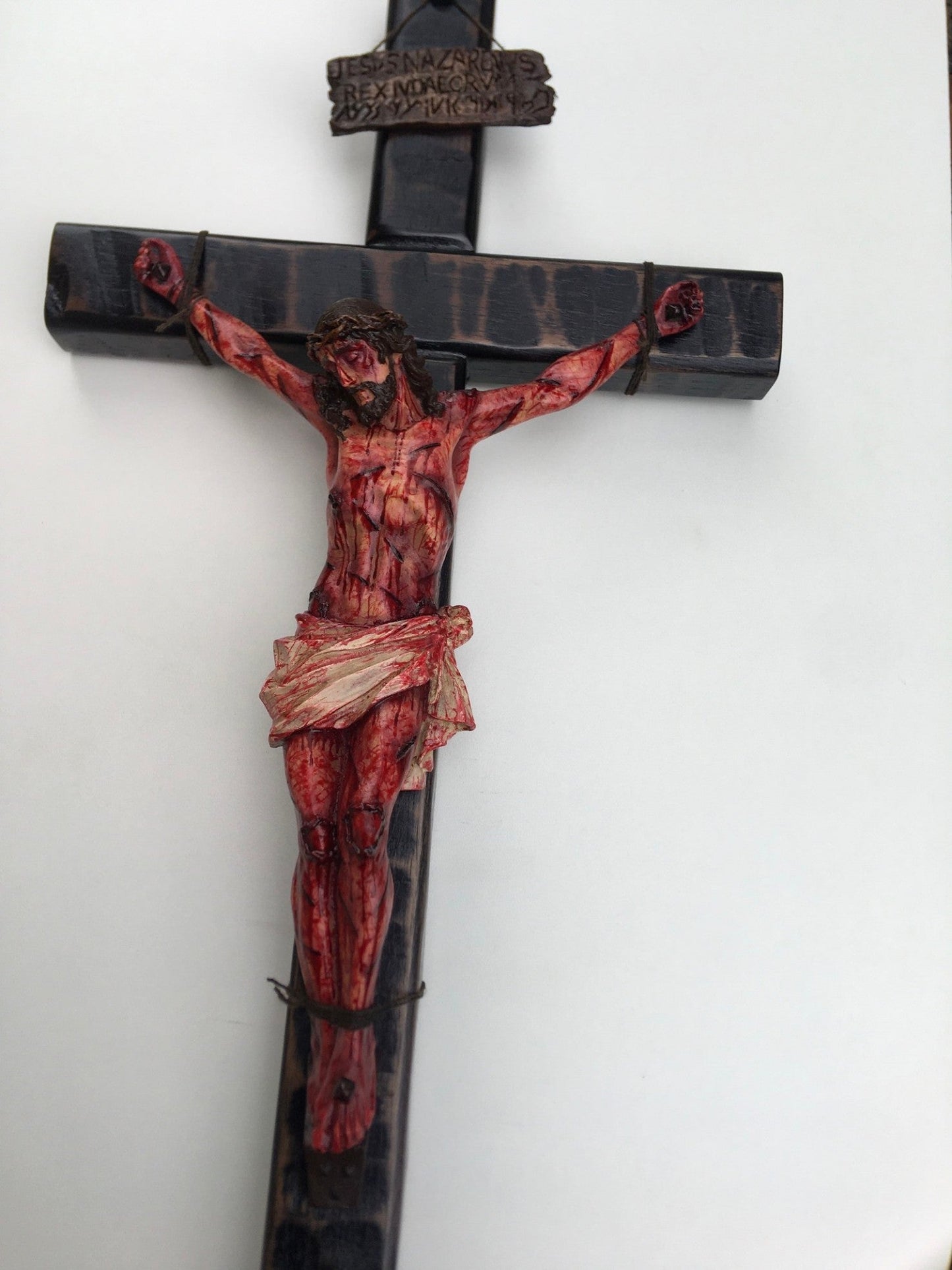 Handcrafted Resin Crucifix with Sacred Details