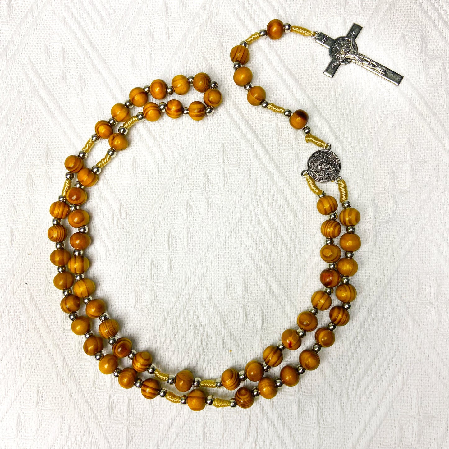 Wooden Rosary with Crucifix & Optional LED Scripture Base