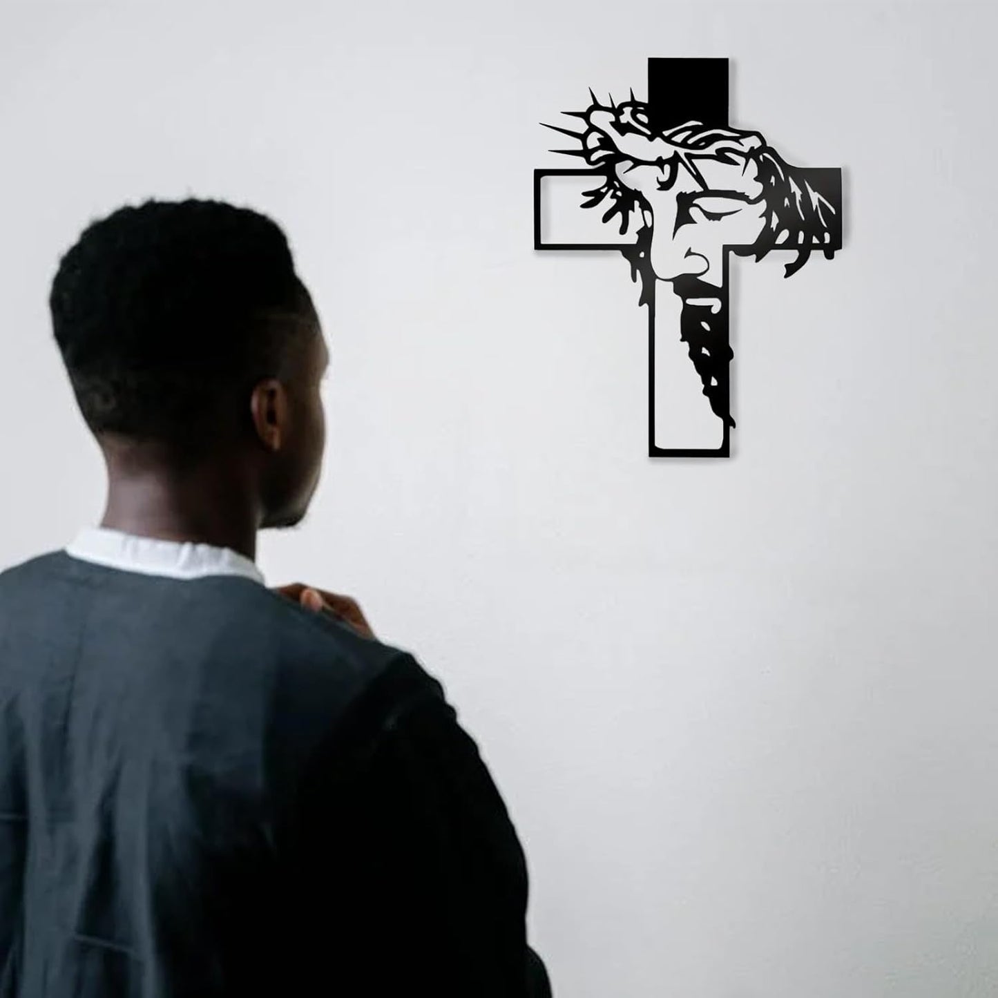 Black Metal Jesus Crucifix Wall Art — 12.6" x 9.8"