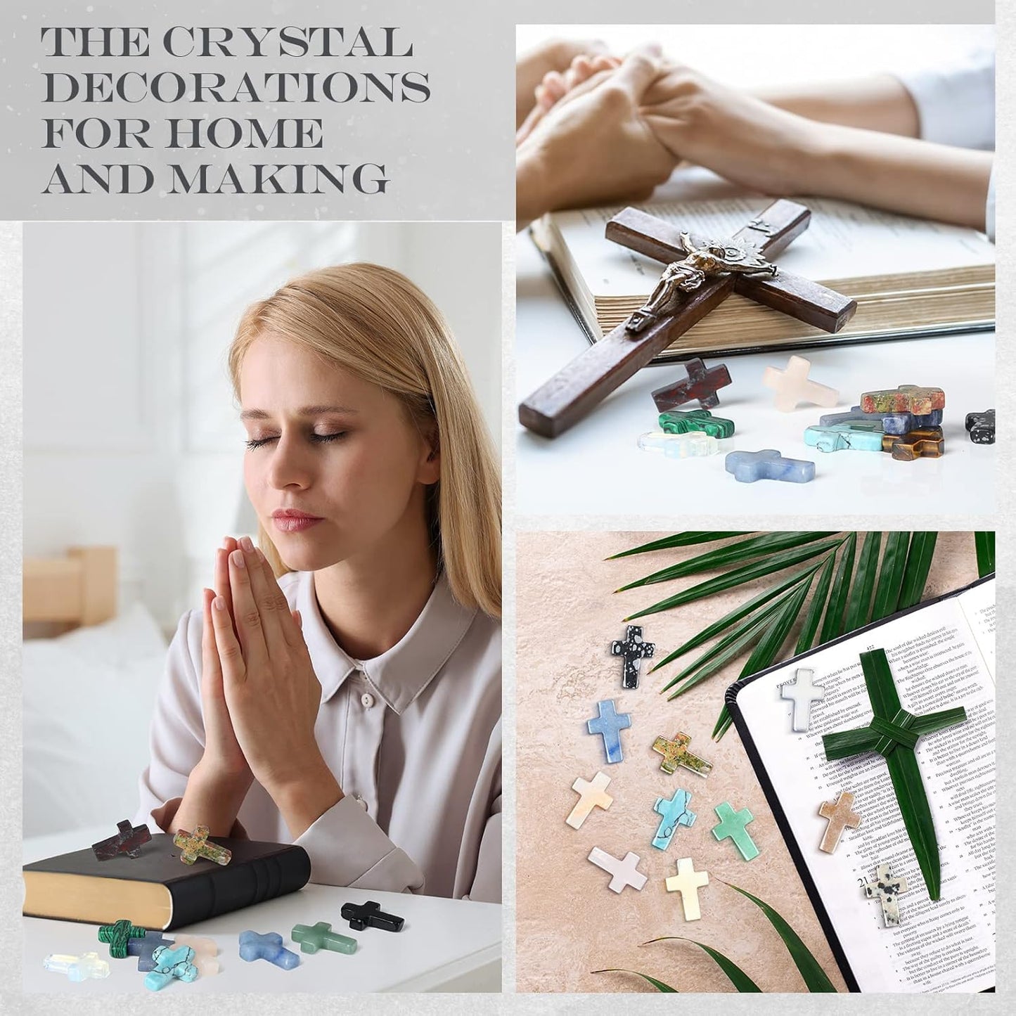 50pc Crystal Cross Charms for Jewelry Making — Assorted Colors