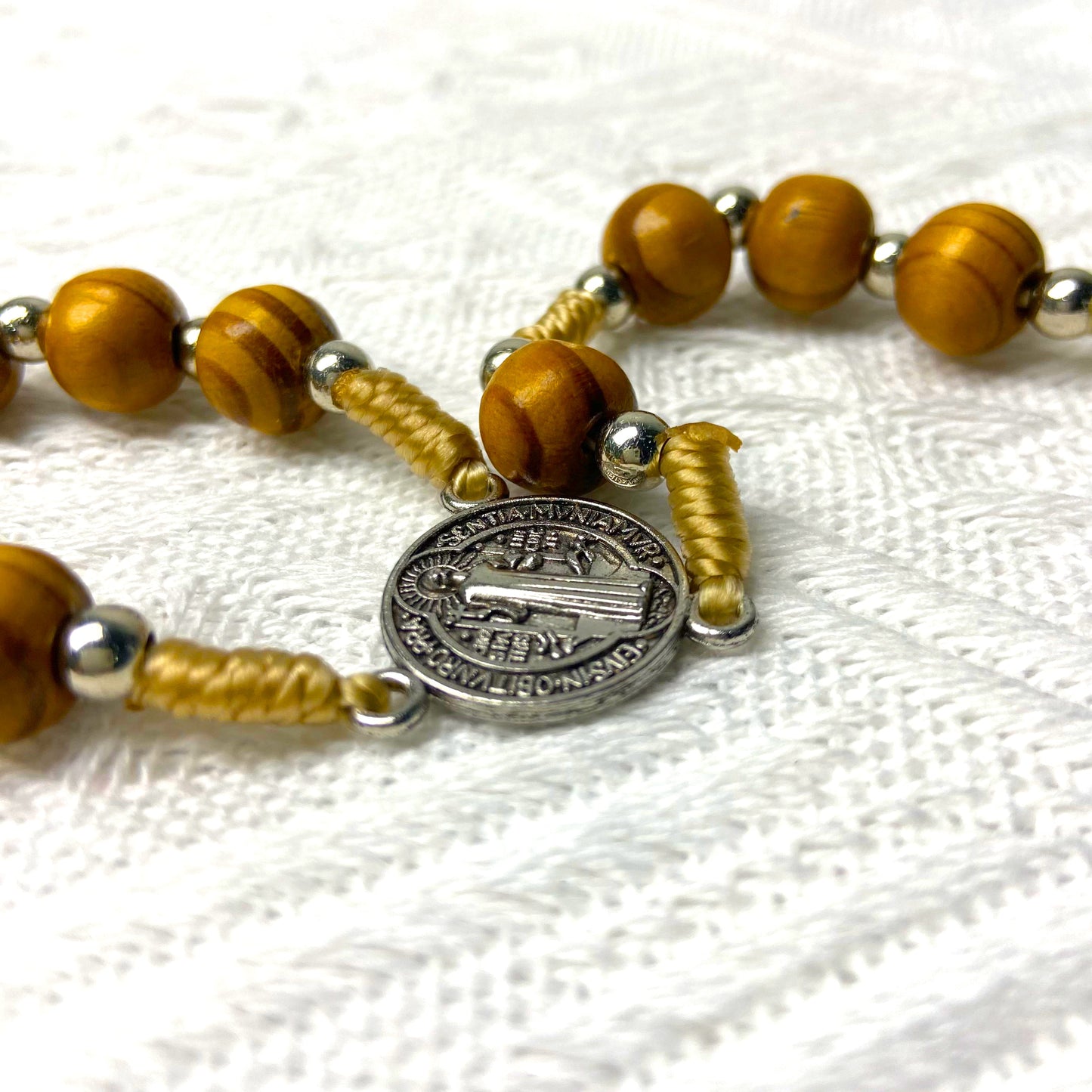 Handcrafted Wooden Catholic Rosary with St. Benedict Crucifix