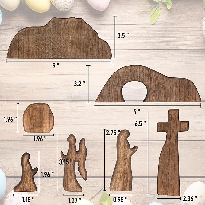Wooden Easter Scene: Empty Tomb & Cross Decoration | NEROSUN