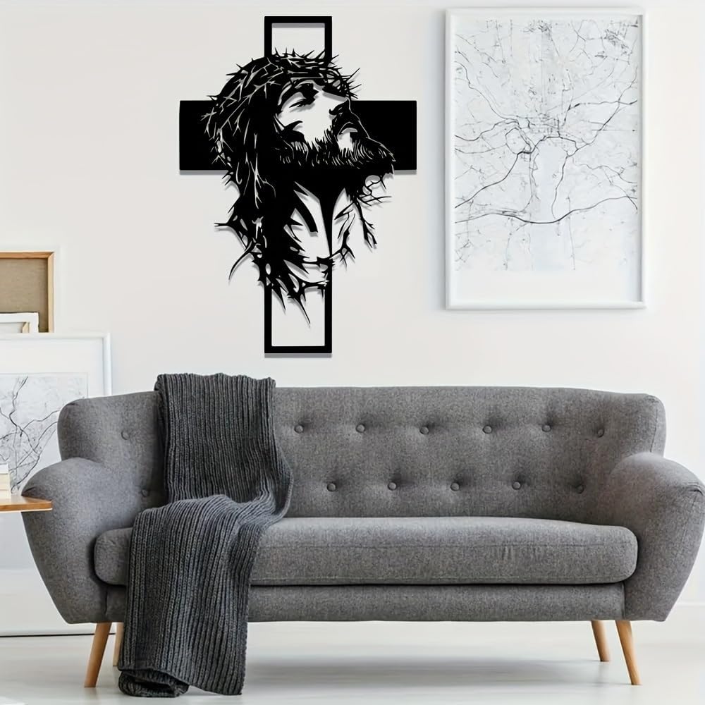 Black Iron Jesus on the Cross Wall Art – 15.7" Vertical Crucifix