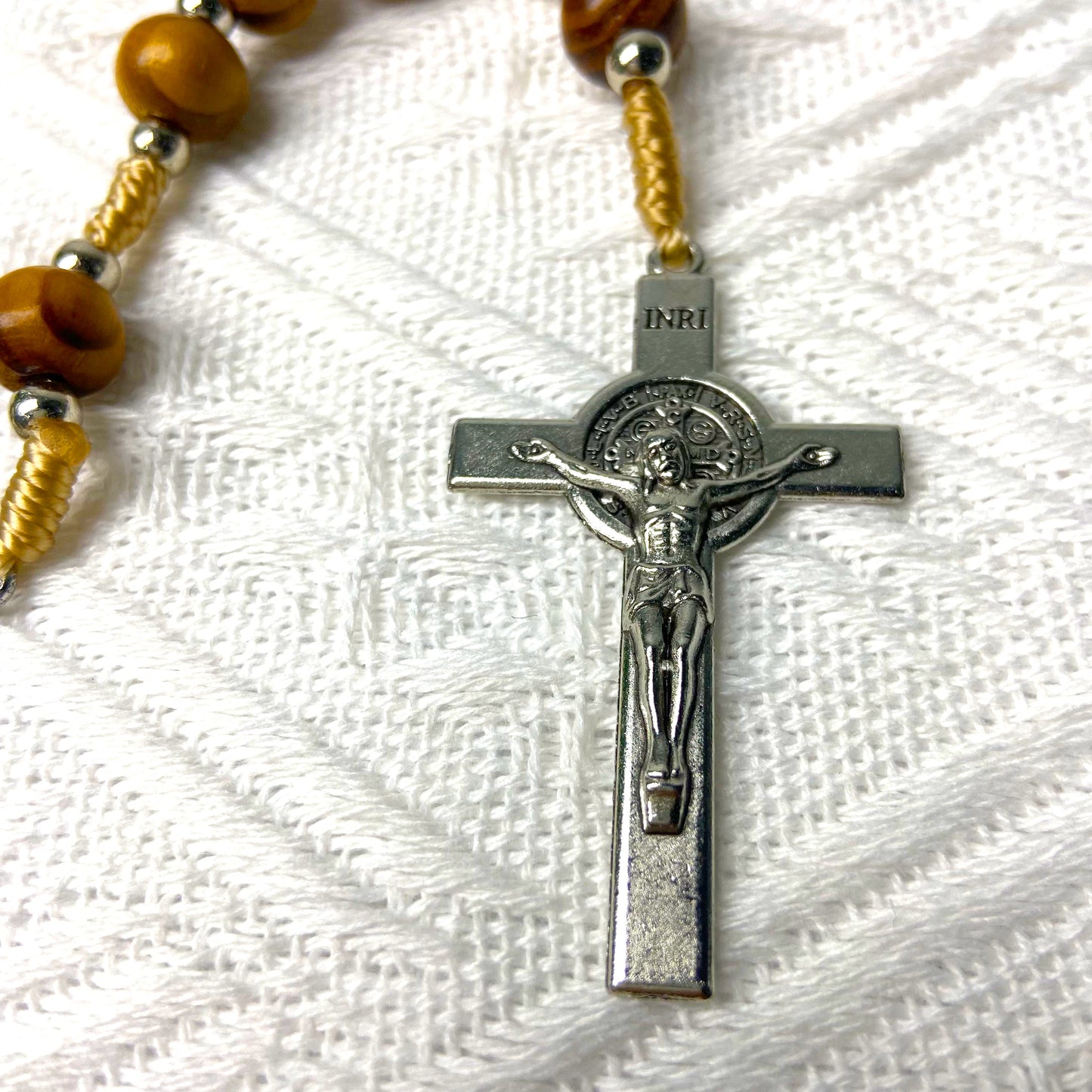 Handcrafted Wooden Catholic Rosary with St. Benedict Crucifix
