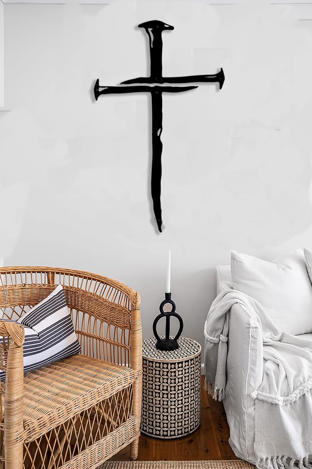 Black Metal Cross Wall Art — Minimalist Sacred Home Decor