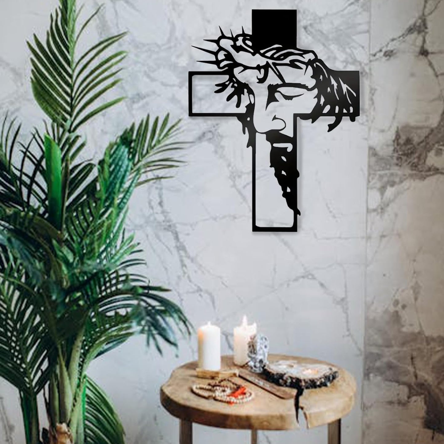 Black Metal Jesus Crucifix Wall Art — 12.6" x 9.8"