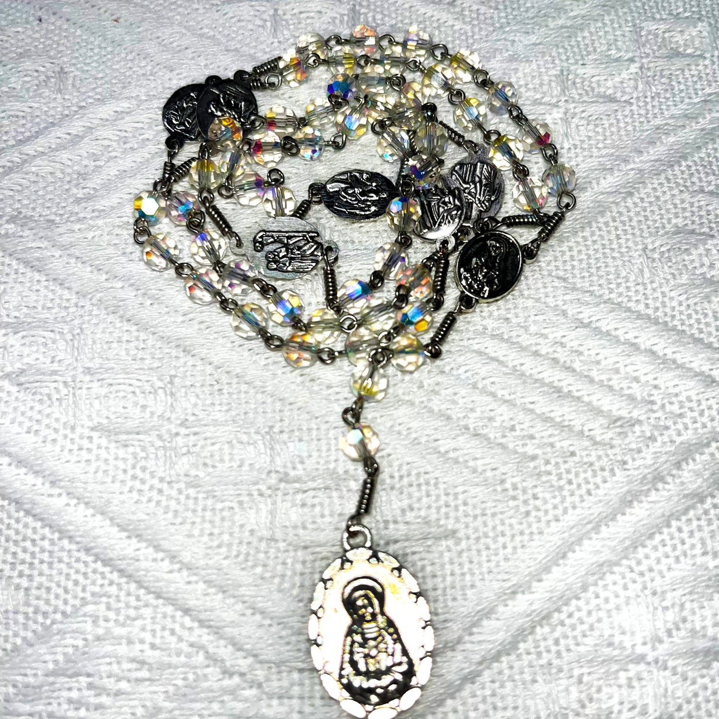 Sparkling Crystal Rosary with Our Lady of Guadalupe Medal
