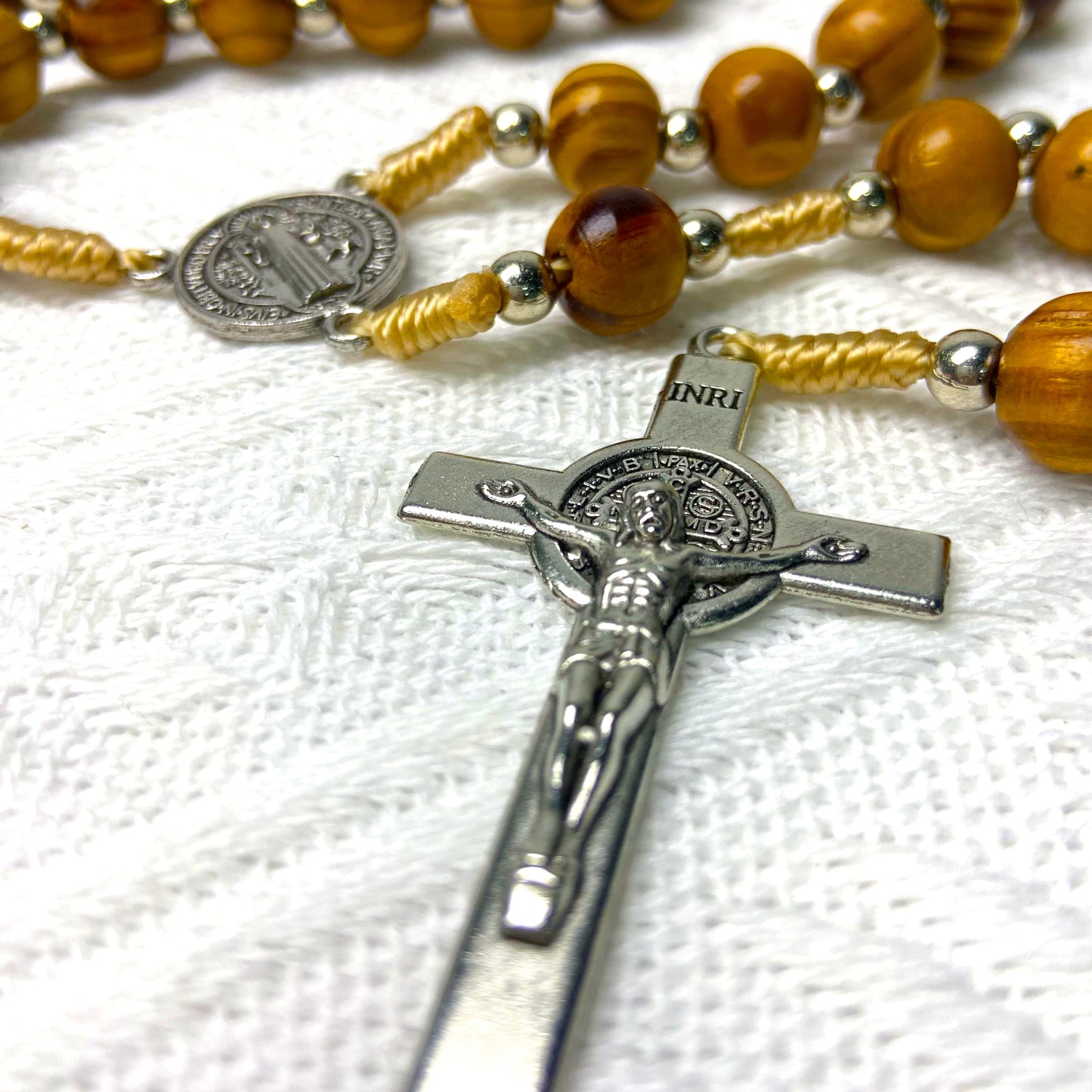 Handcrafted Wooden Catholic Rosary with St. Benedict Crucifix