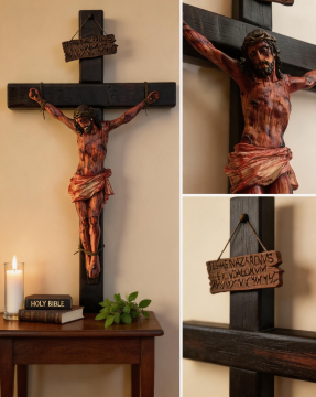 ✝️ Crucifixo de Jesus Artesanal — Recorde o Seu Sacrifício