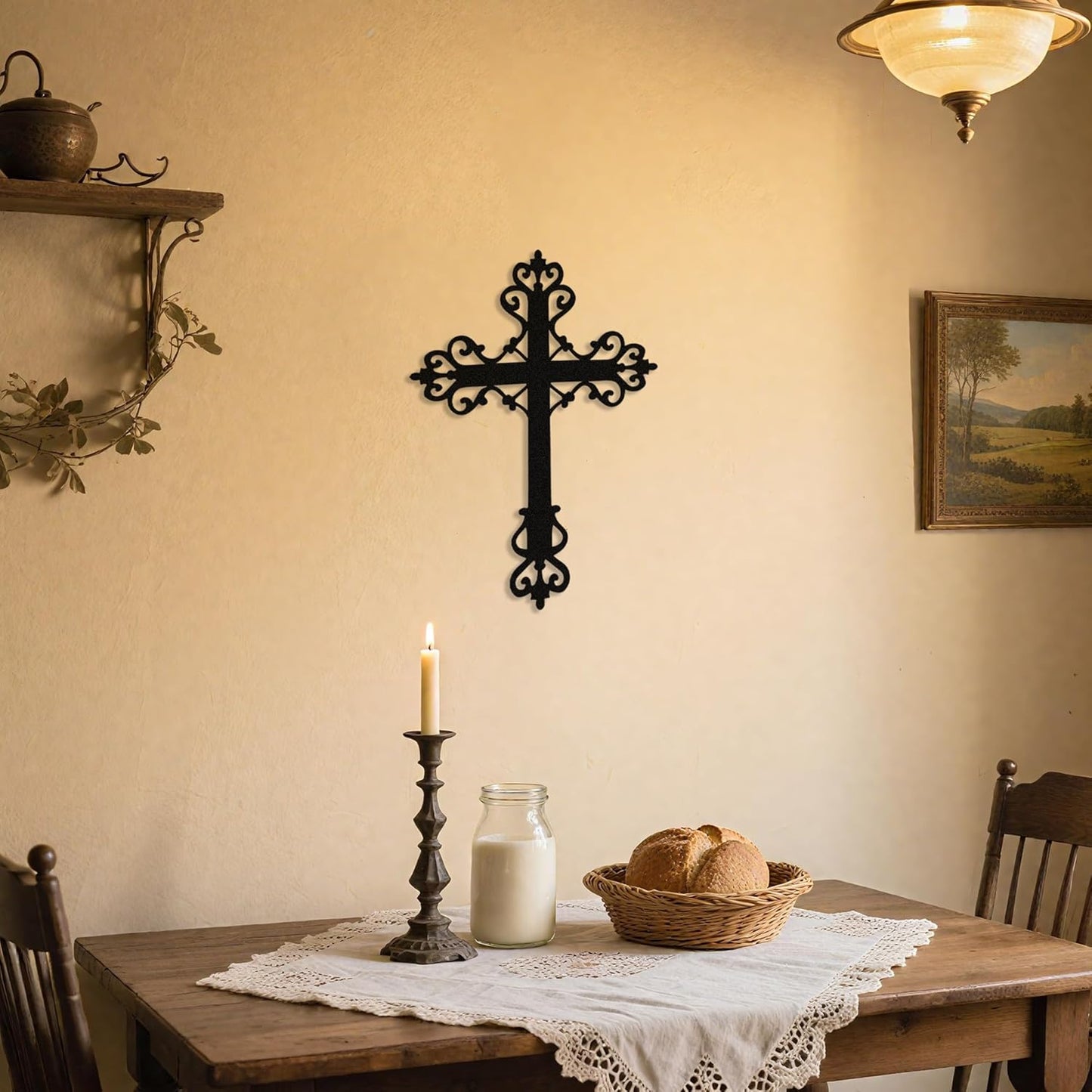 Handcrafted Black Metal Wall Art — Bold Geometric Shape