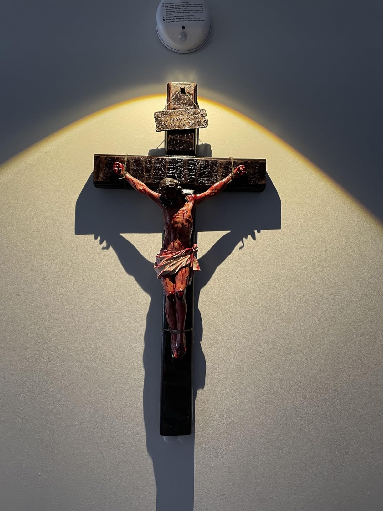 Hand-Carved Crucifix with Engraved Scripture Base