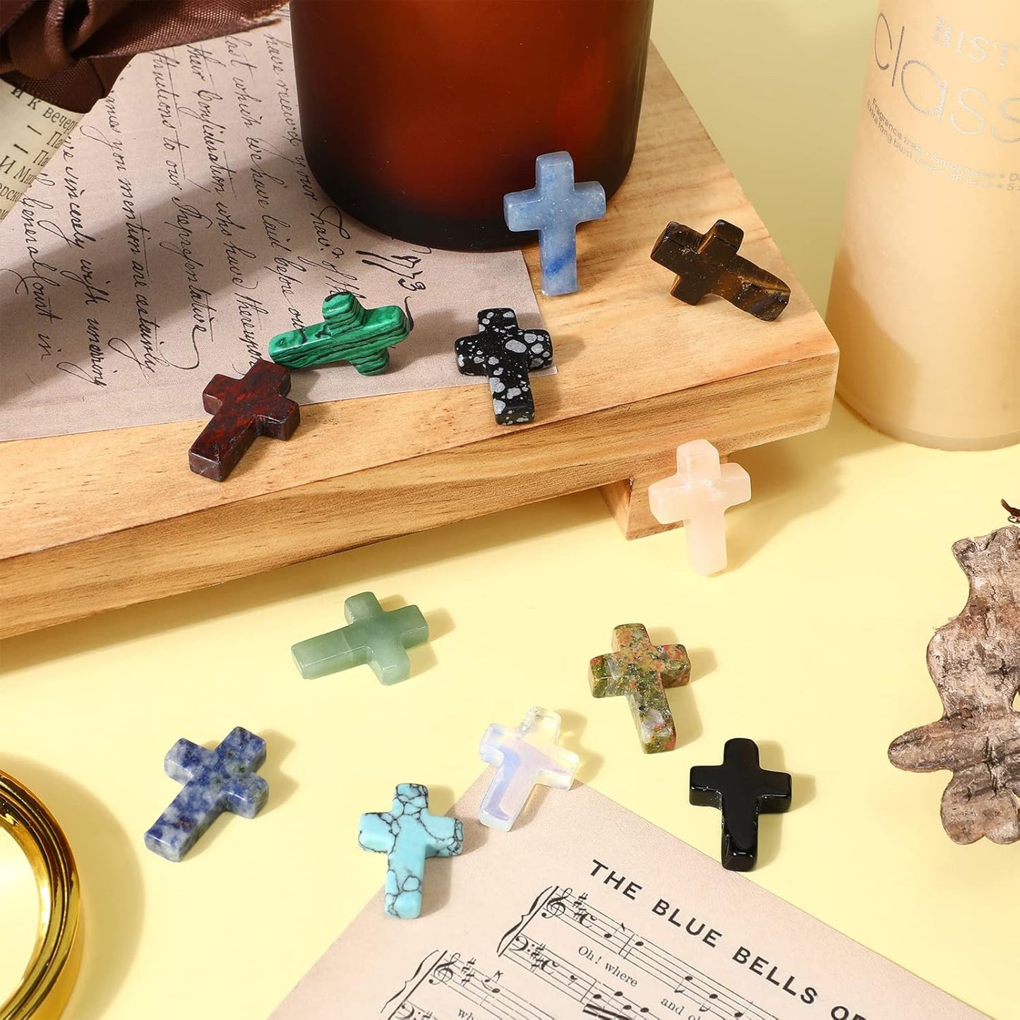 50pc Crystal Cross Charms for Jewelry Making — Assorted Colors
