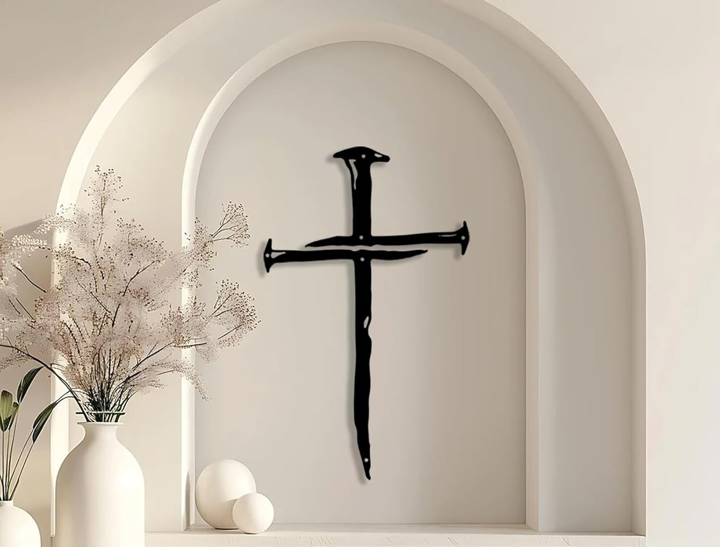 Black Metal Cross Wall Art — Minimalist Sacred Home Decor