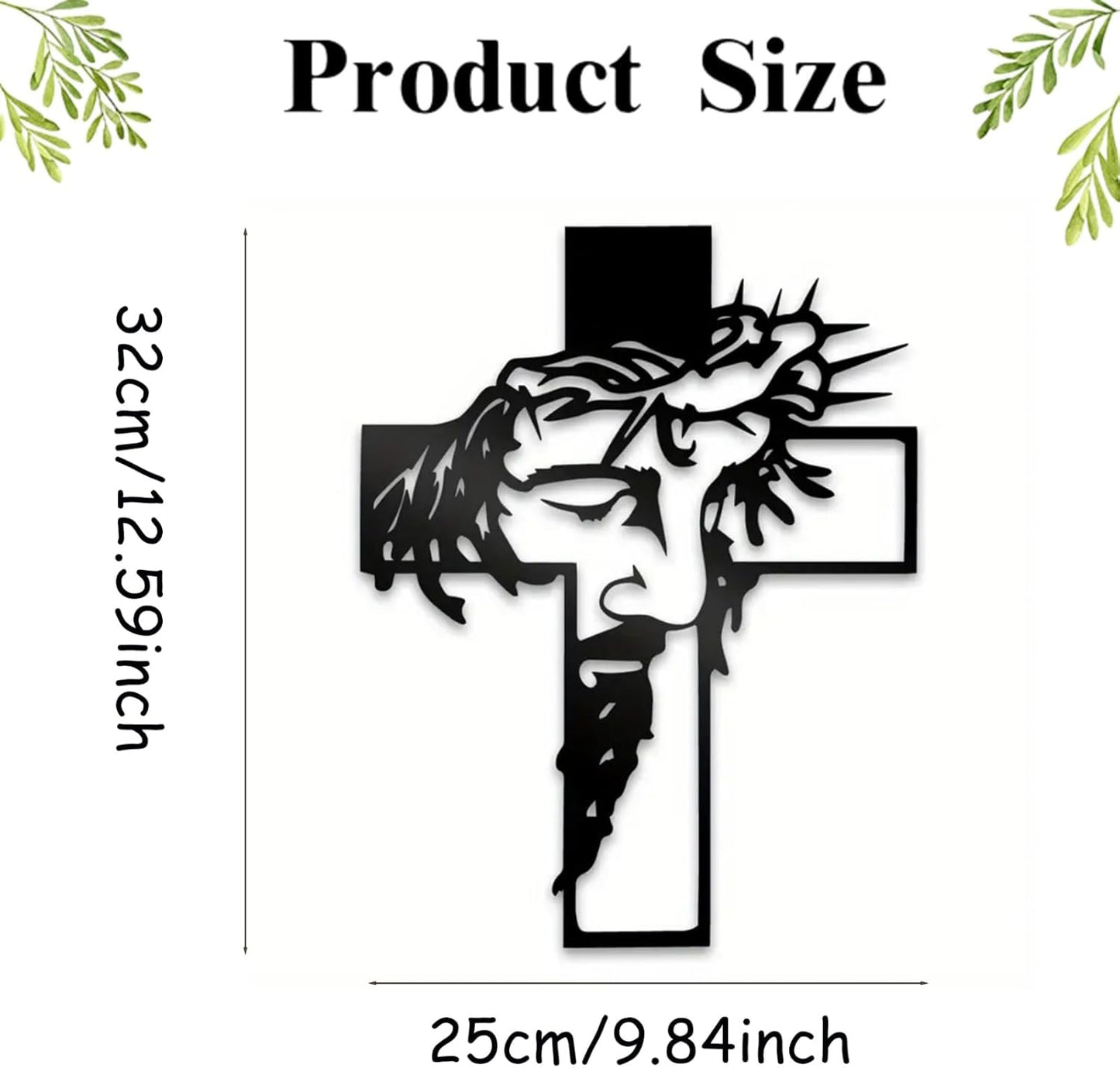 Black Metal Crucifix with Jesus Silhouette – Wall Decor