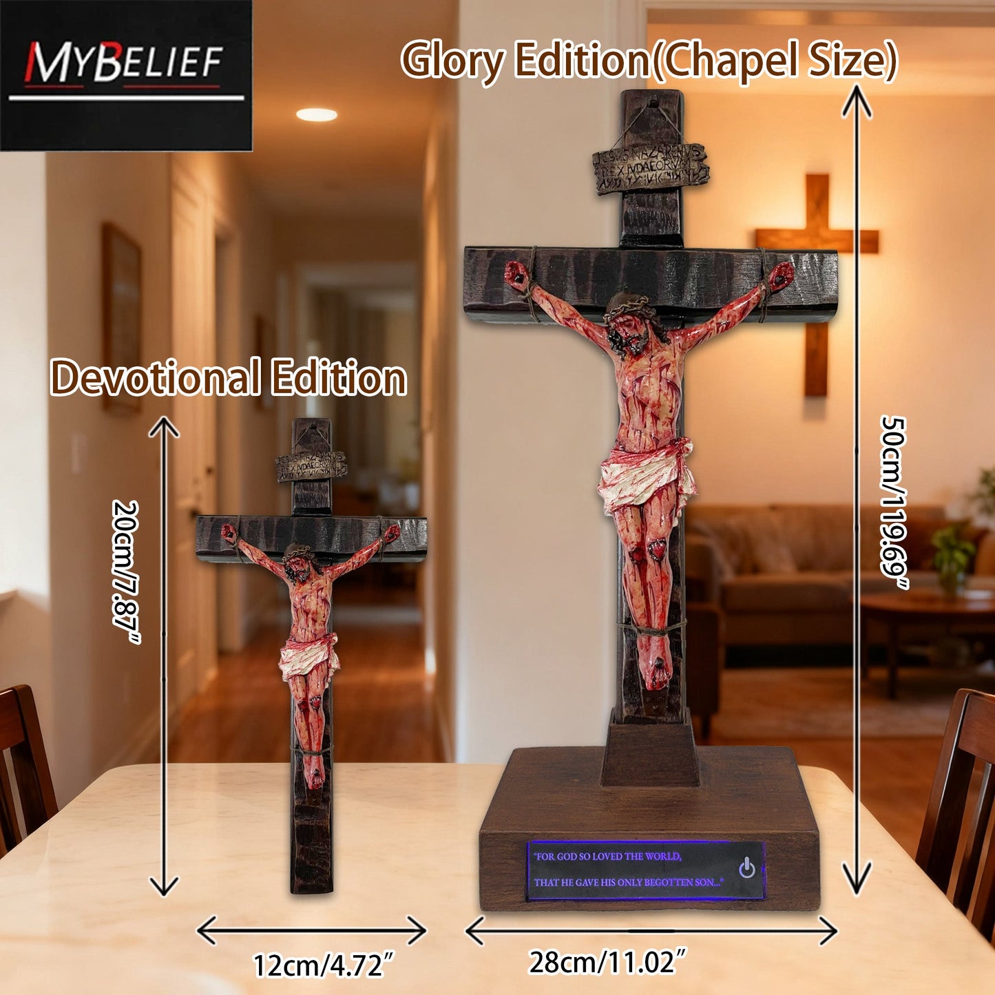 Handcrafted Resin Crucifix with Sacred Details