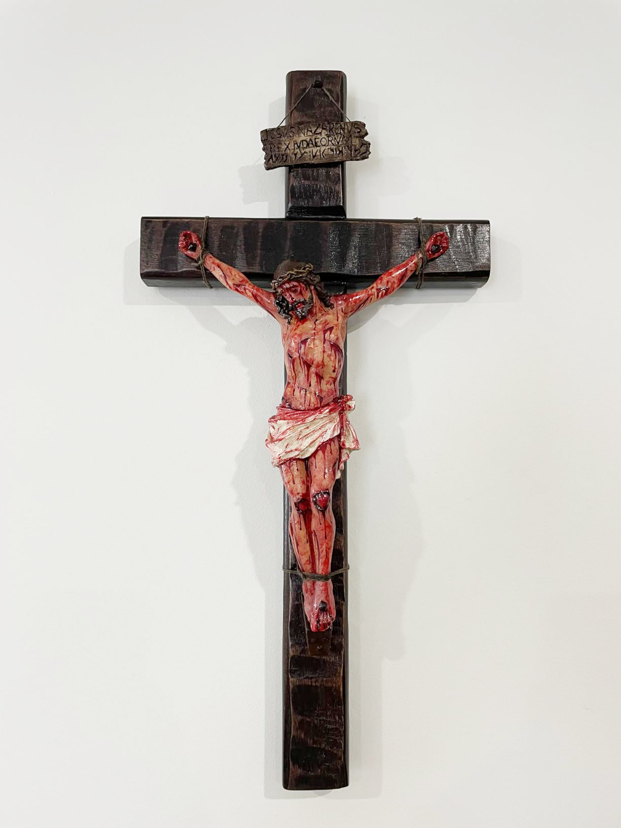 Hand-Carved Wooden Crucifix — Devotional Home Decor