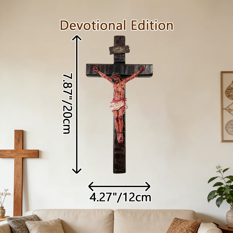 Calvary Crucifix with Sacred Heart — Catholic Devotional Decor