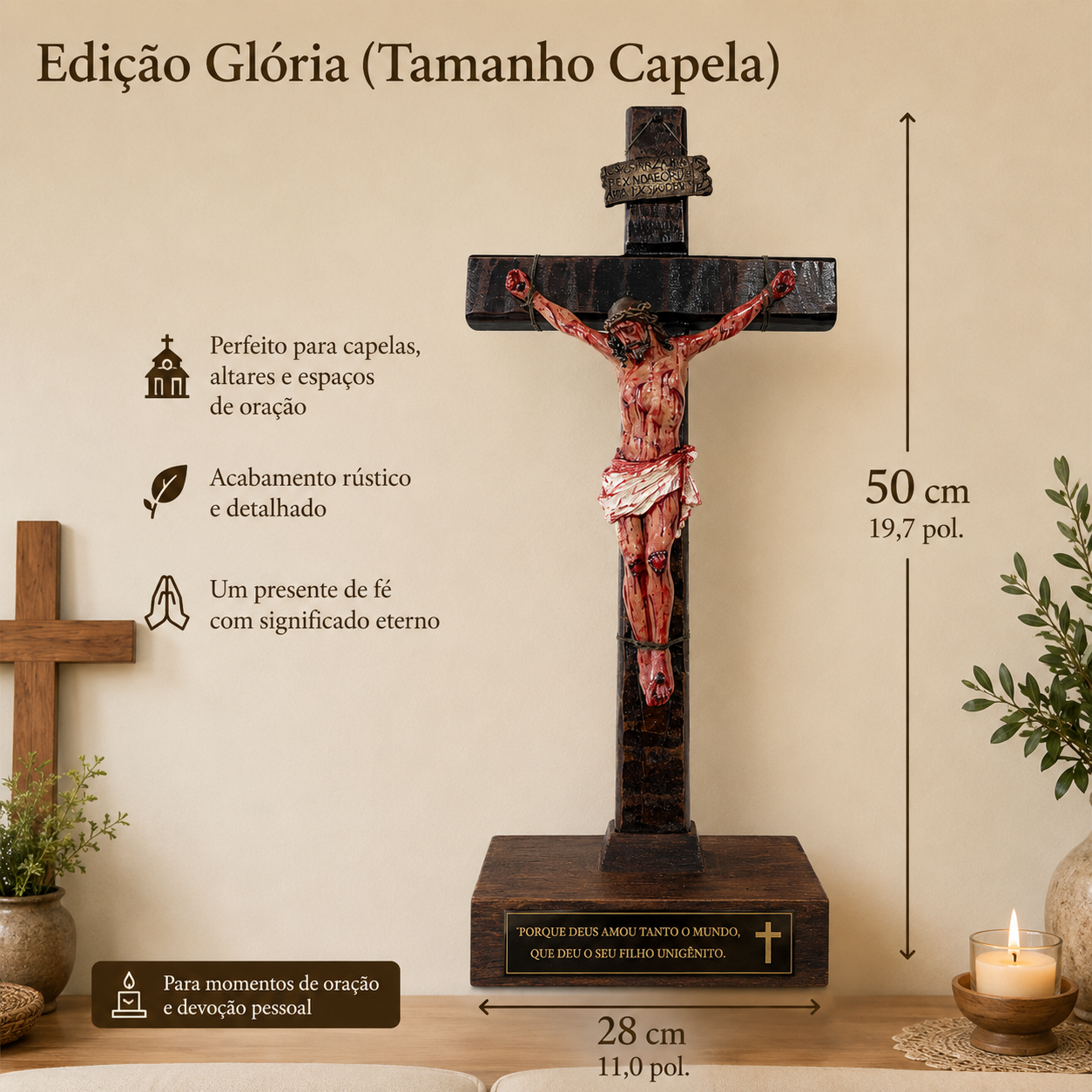 ✝️ Crucifixo de Jesus Artesanal — Recorde o Seu Sacrifício