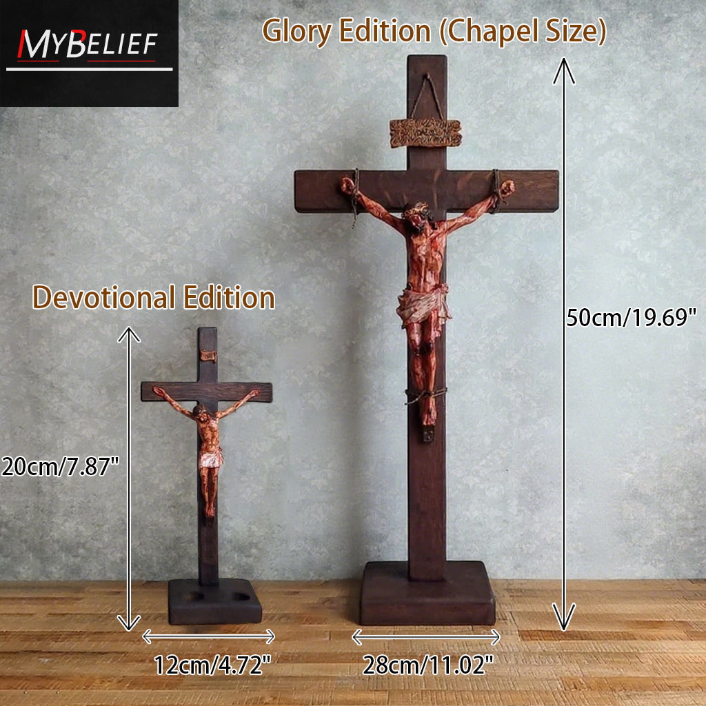 Calvary Crucifix with Sacred Heart — Catholic Devotional Decor